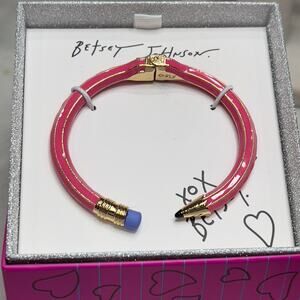 Betsey Johnson Pencil Hinged Bangle Bracelet Pink Back To School Art Teacher